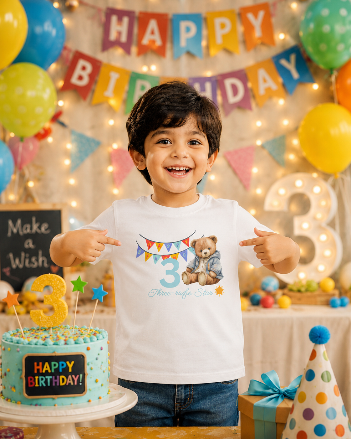 Cake Smash Outfit - Cute 3rd Birthday Tee (for boys)