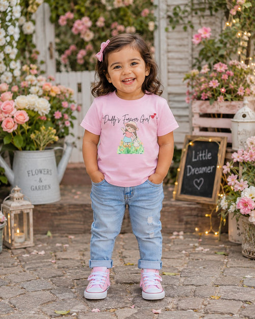 Light pink Daddy’s Forever Girl cute princess graphic tee by Little Scribbles