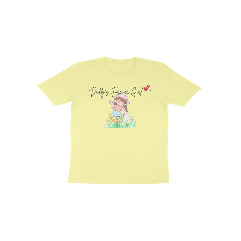 Butter yellow Daddy’s Forever Girl soft pastel toddler graphic shirt by Little Scribbles