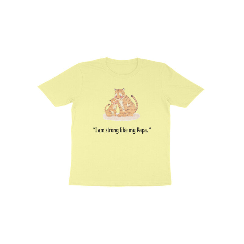 Butter yellow Papa’s Little Tiger soft pastel toddler graphic tee by Little Scribbles