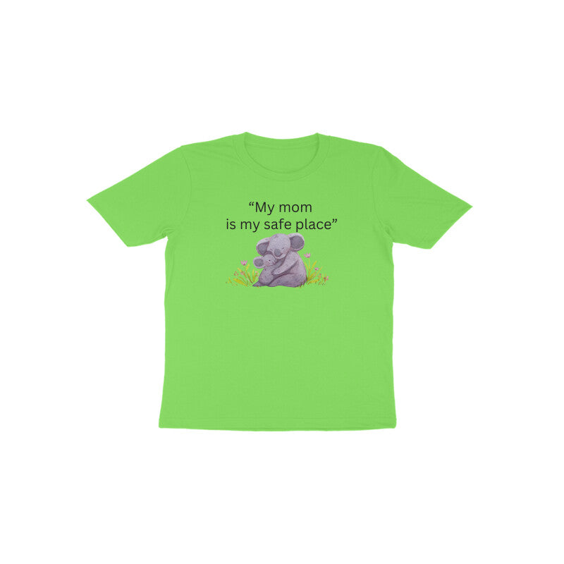 Liril green Mama’s Safe Place cheerful matching toddler graphic shirt by Little Scribbles