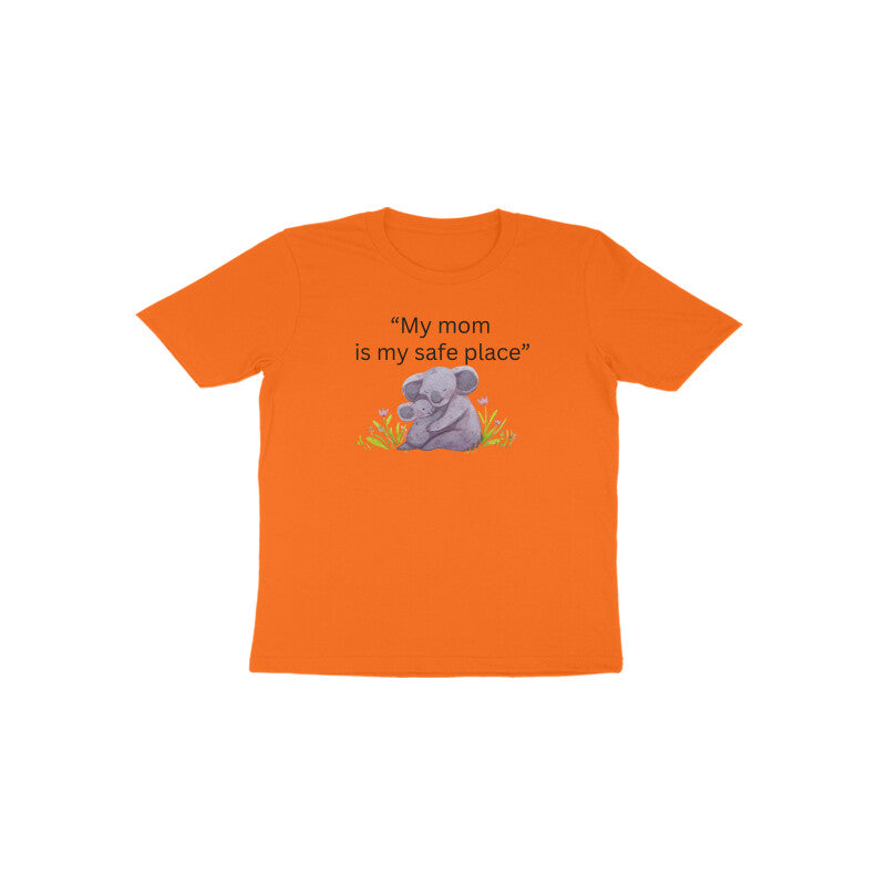 Orange Mama’s Safe Place vibrant festive graphic toddler shirt by Little Scribbles
