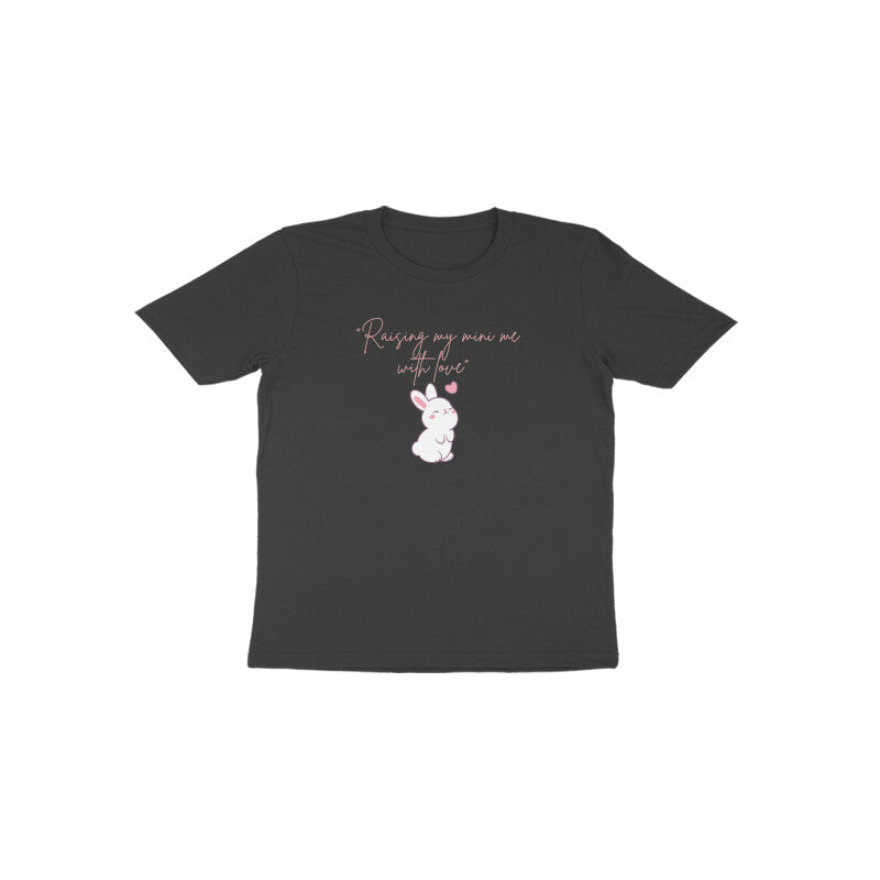 Black Mini Me Bunny cute raising my mini me with love graphic t-shirt for kids by Little Scribbles