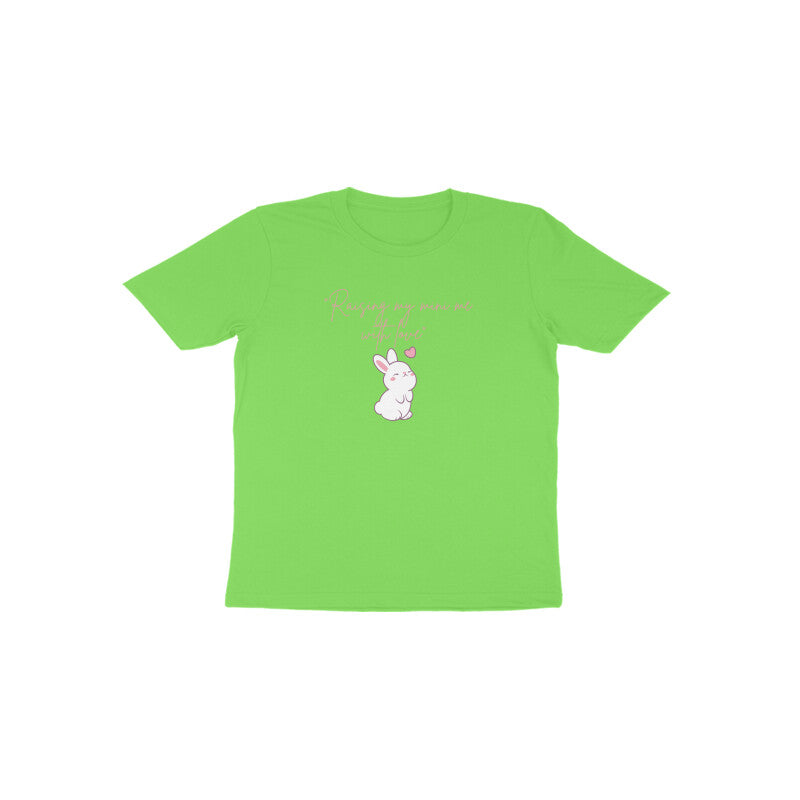 Liril green Mini Me Bunny cheerful cotton graphic shirt by Little Scribbles