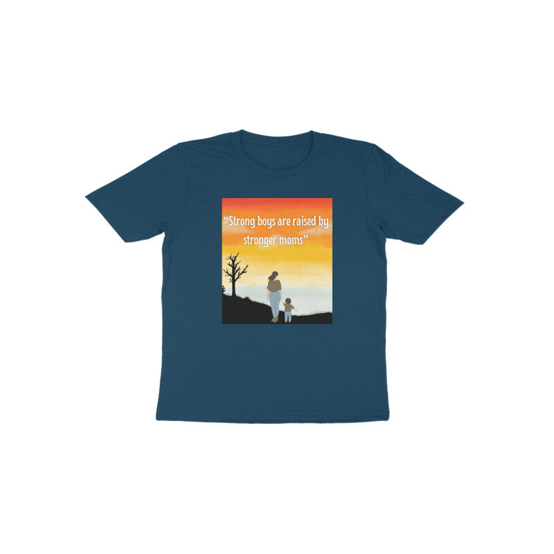 Navy blue Mama’s Brave Boy premium cotton toddler graphic tee by Little Scribbles