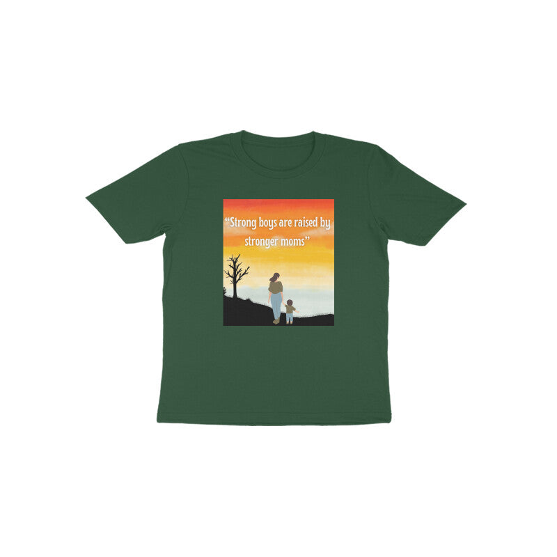 Olive green Mama’s Brave Boy cute quote kids graphic shirt by Little Scribbles