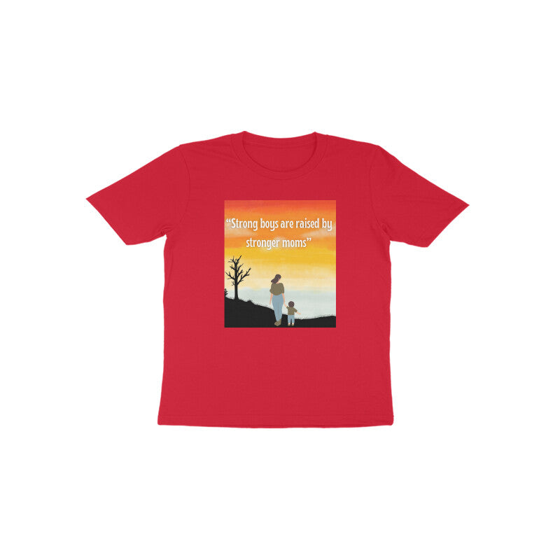 Red Mama’s Brave Boy bright festive graphic toddler shirt by Little Scribbles