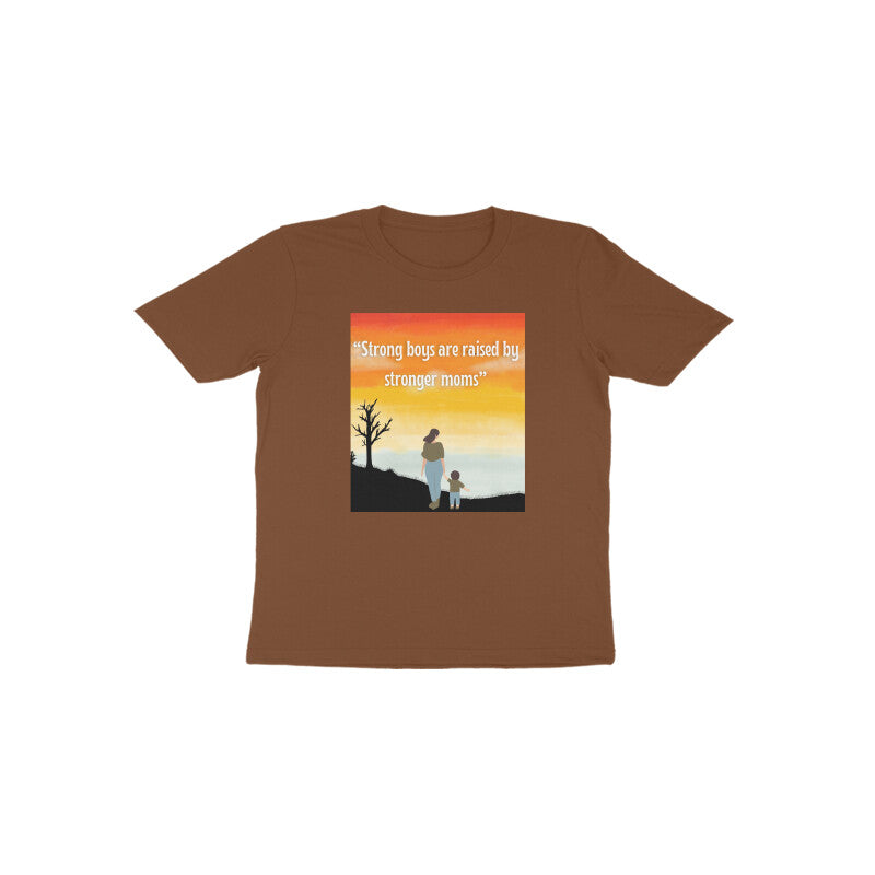 Coffee brown Mama’s Brave Boy unique neutral shade toddler t-shirt by Little Scribbles