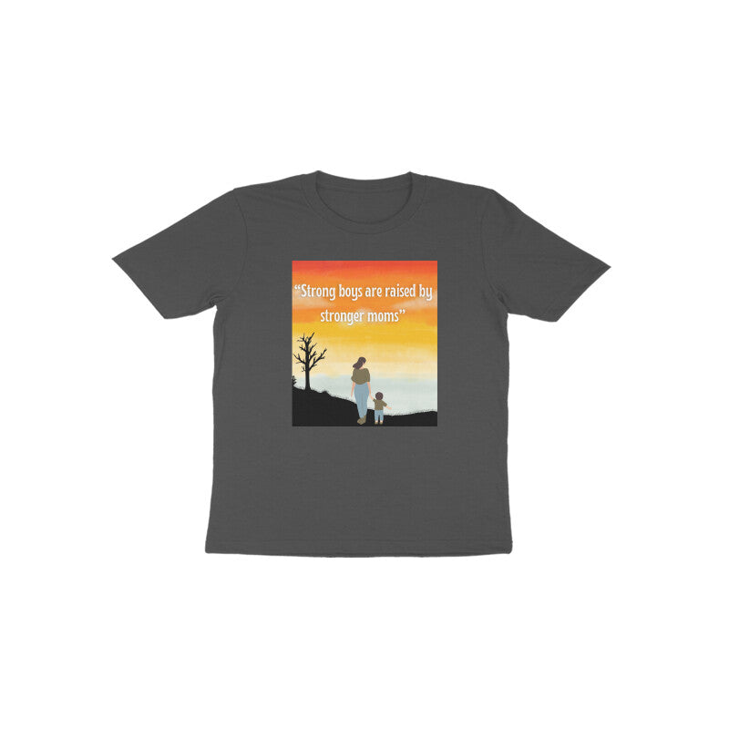Charcoal grey Mama’s Brave Boy casual everyday kids graphic tee by Little Scribbles