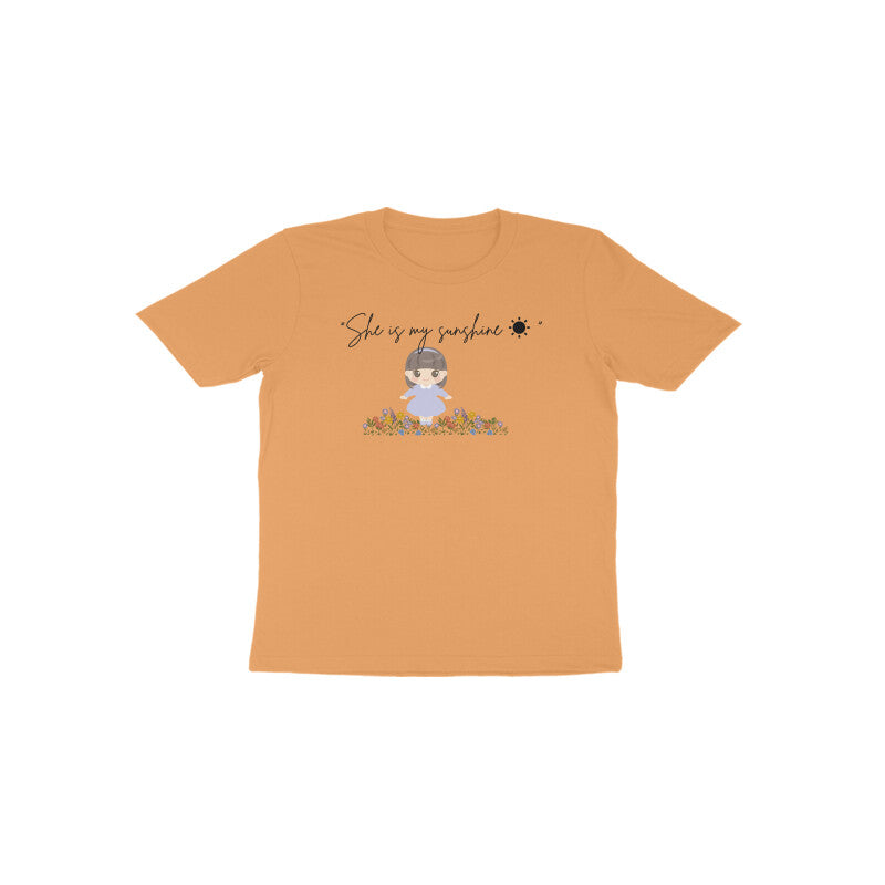 Mustard yellow Sunshine Sparkle warm tone kids graphic tee by Little Scribbles