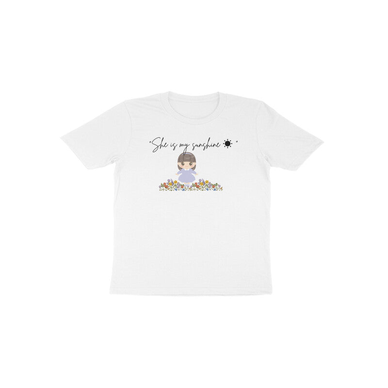 White Sunshine Sparkle clean graphic she is my sunshine girl shirt by Little Scribbles