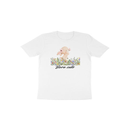 White Born Cute Bunny adorable floral graphic t-shirt for kids by Little Scribbles