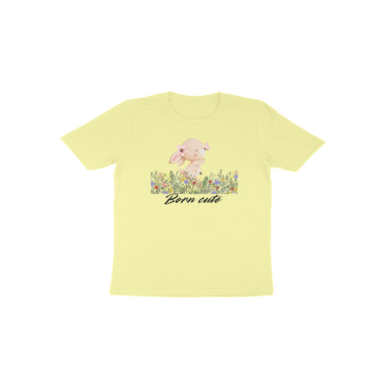 Butter yellow Born Cute Bunny soft pastel toddler graphic tee by Little Scribbles