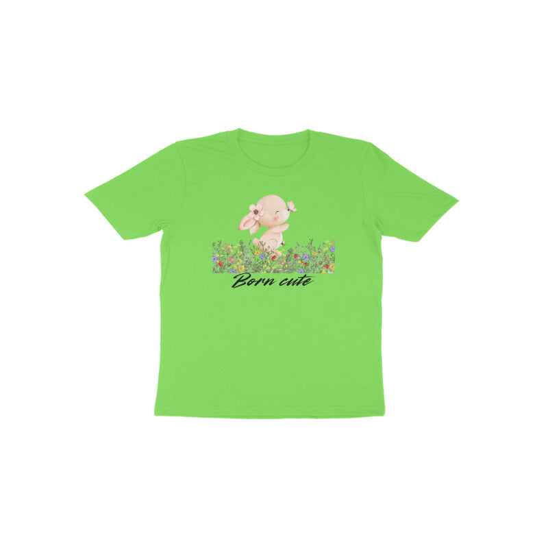 Liril green Born Cute Bunny cheerful cotton graphic shirt by Little Scribbles