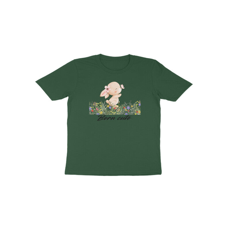 Olive green Born Cute Bunny unique shade graphic kids t-shirt by Little Scribbles