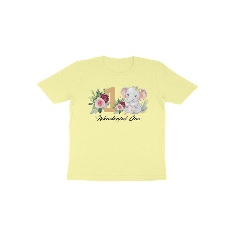utter yellow Wonderful One Elephant cute cake smash 1st birthday shirt by Little Scribbles