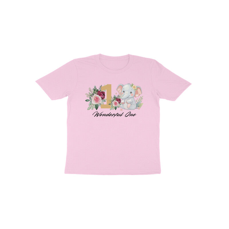 Light pink Wonderful One Elephant cute princess first birthday shirt by Little Scribbles