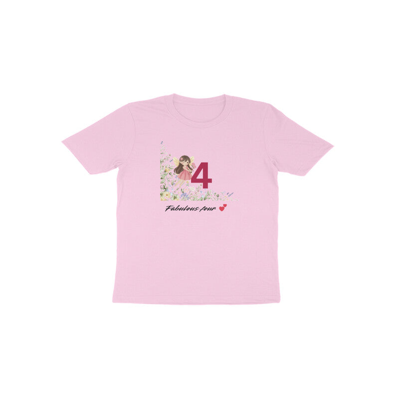 Light pink Fabulous Four cute 4th birthday princess t-shirt for girls by Little Scribbles