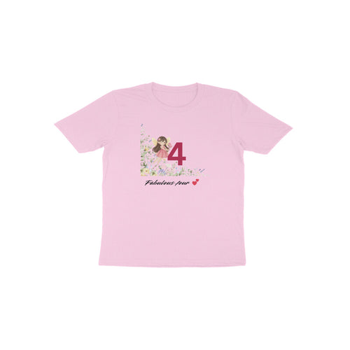 Light pink Fabulous Four cute 4th birthday princess t-shirt for girls by Little Scribbles