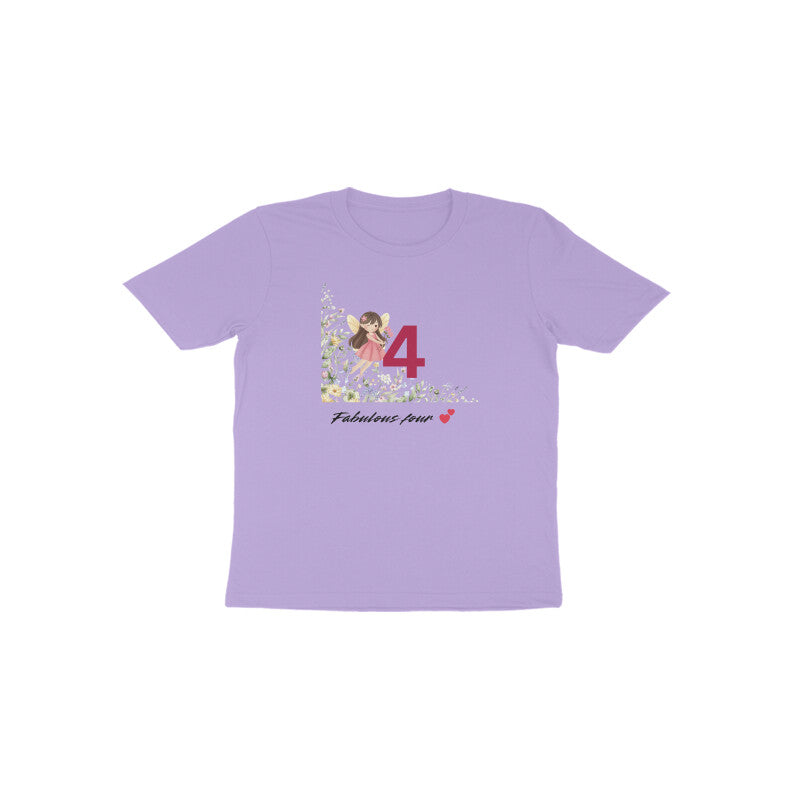 Lavender Fabulous Four cute floral 4th birthday toddler shirt by Little Scribbles