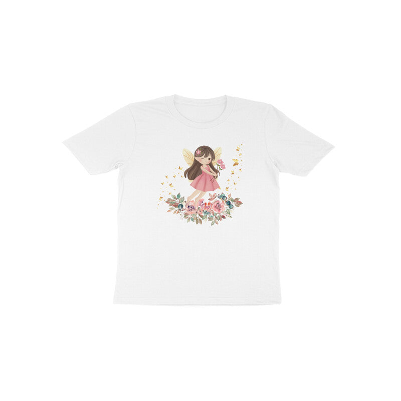 White Fairy Blossom cute fairy princess graphic t-shirt for girls by Little Scribbles