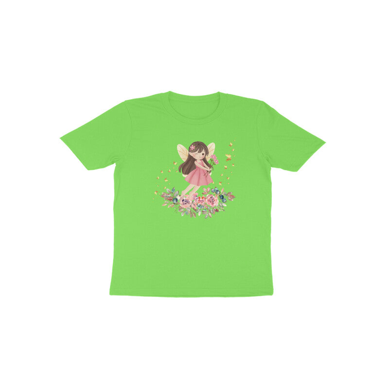 Liril green Fairy Blossom cheerful kids fairy graphic tee by Little Scribbles