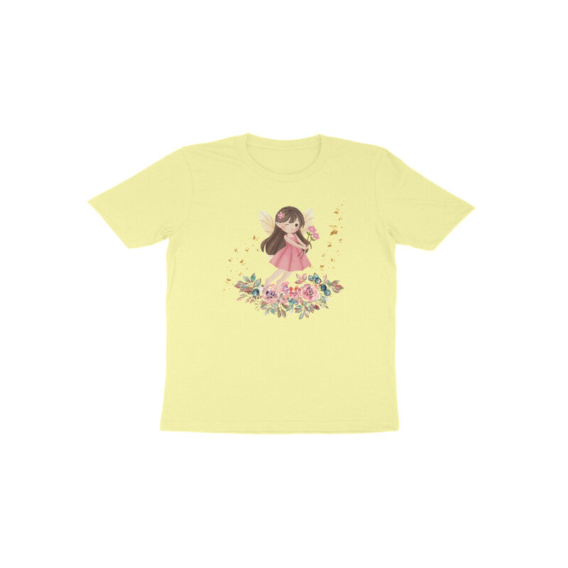Butter yellow Fairy Blossom soft pastel toddler tee by Little Scribbles