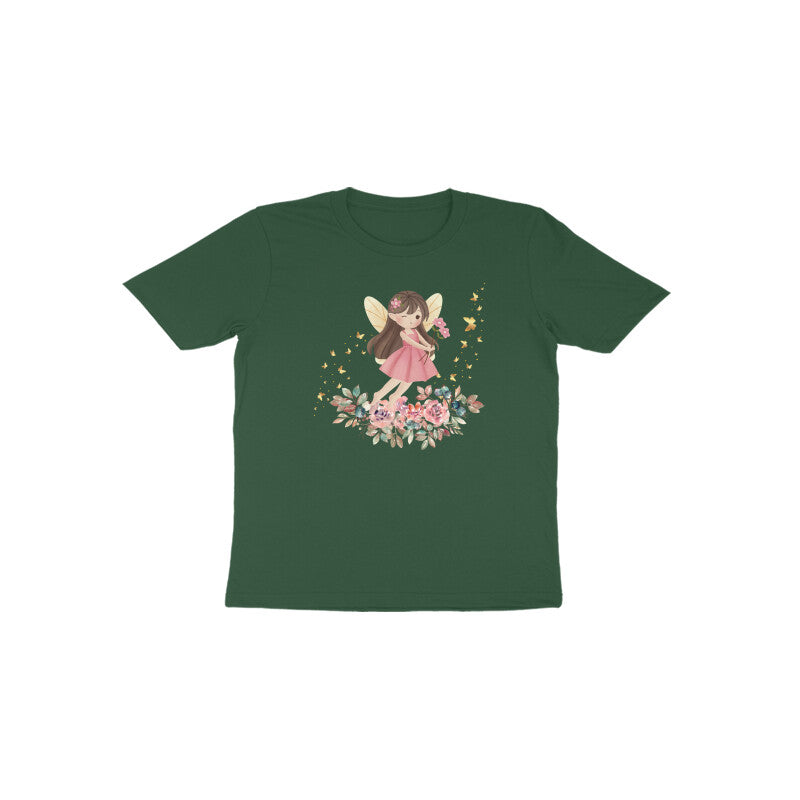Olive green Fairy Blossom unique shade kids fairy t-shirt by Little Scribbles
