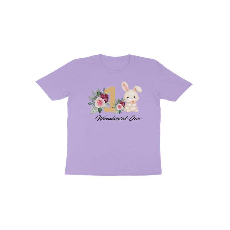 Lavender Wonderful One Bunny cute floral 1st birthday toddler tee by Little Scribbles