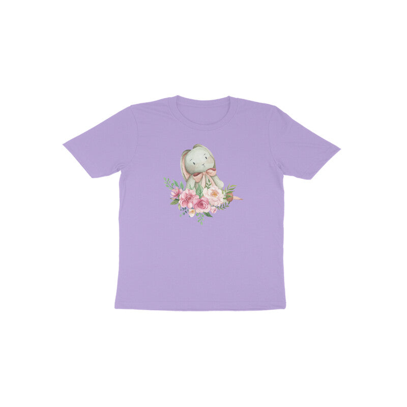 Iris lavender Bunny Blossom premium cotton girls t-shirt by Little Scribbles