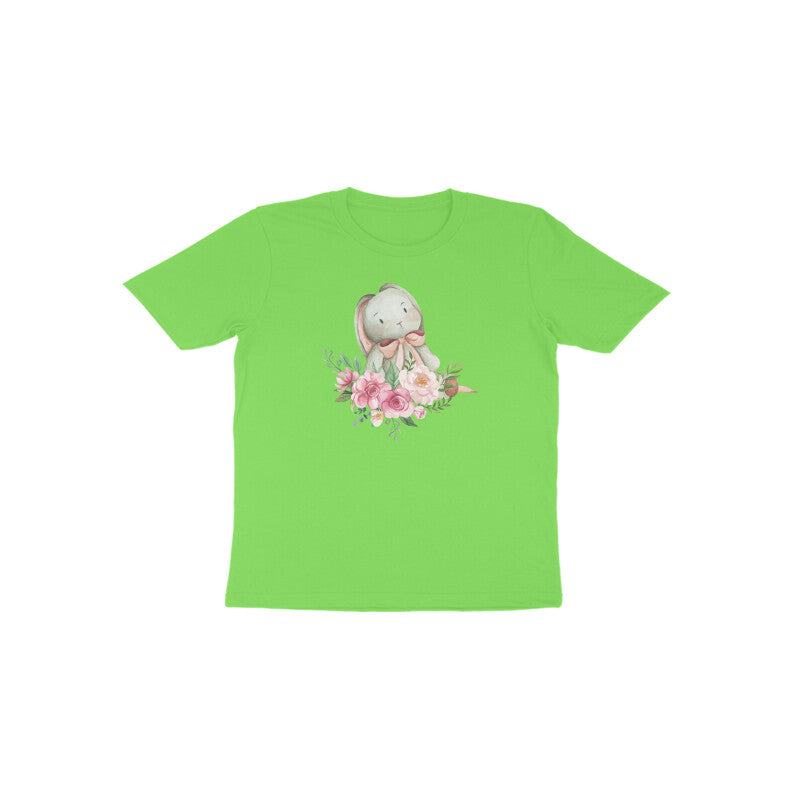 Liril green Lavender Bunny Blossom cheerful kids cotton shirt by Little Scribbles