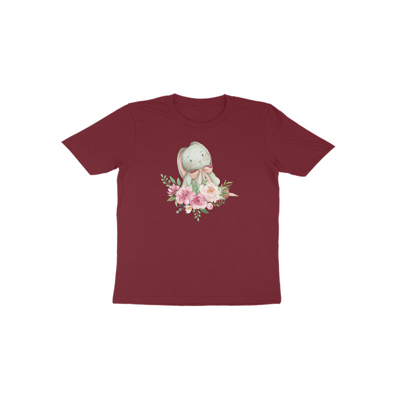 Maroon Lavender Bunny Blossom rich color girls graphic tee by Little Scribbles