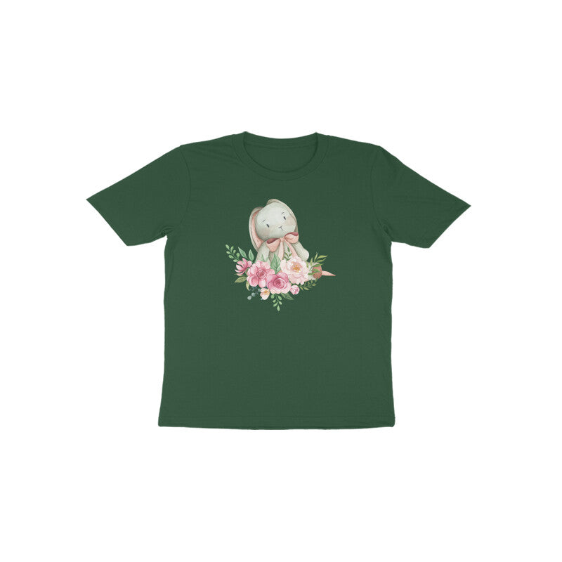 Olive green Lavender Bunny Blossom unique shade kids graphic shirt by Little Scribbles