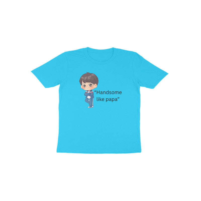 Blue  Handsome Like Papa cute cartoon character kids t-shirt by Little Scribbles