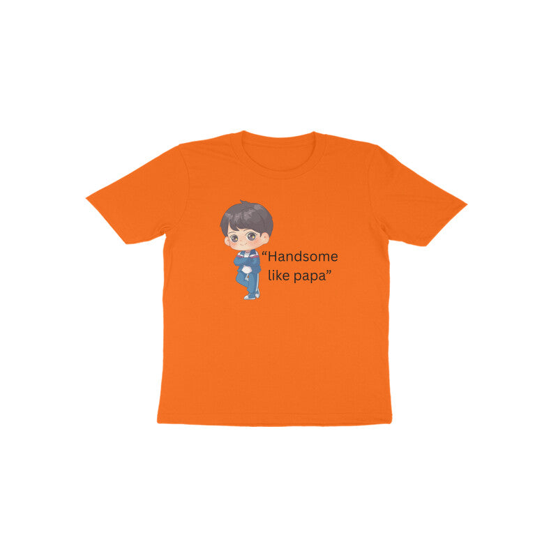 Orange  Handsome Like Papa cute cartoon character kids t-shirt by Little Scribbles