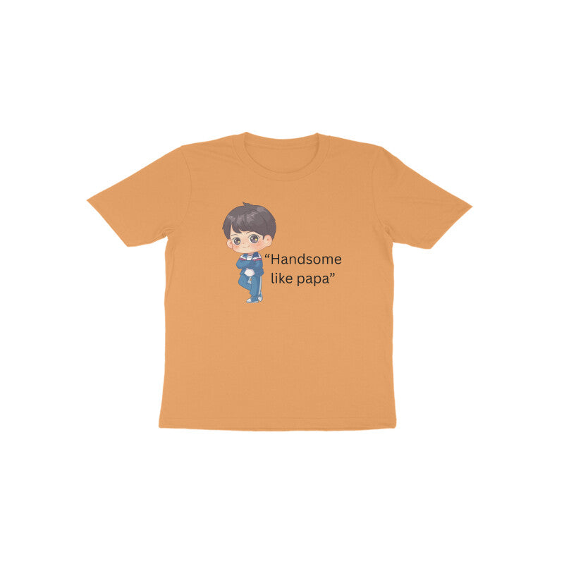 Orange  Handsome Like Papa cute cartoon character kids t-shirt by Little Scribbles