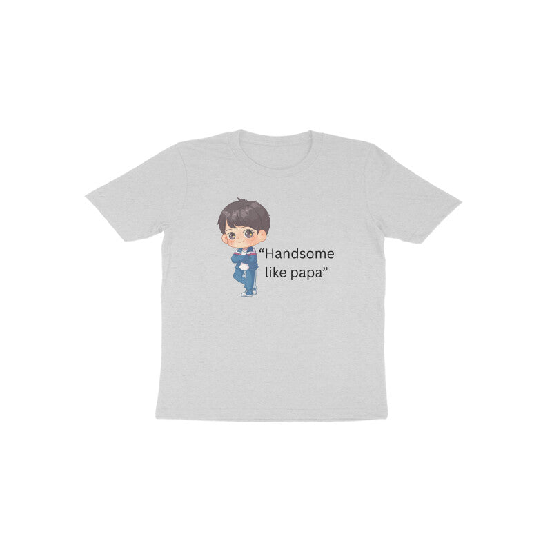 White Handsome Like Papa cute cartoon character kids t-shirt by Little Scribbles
