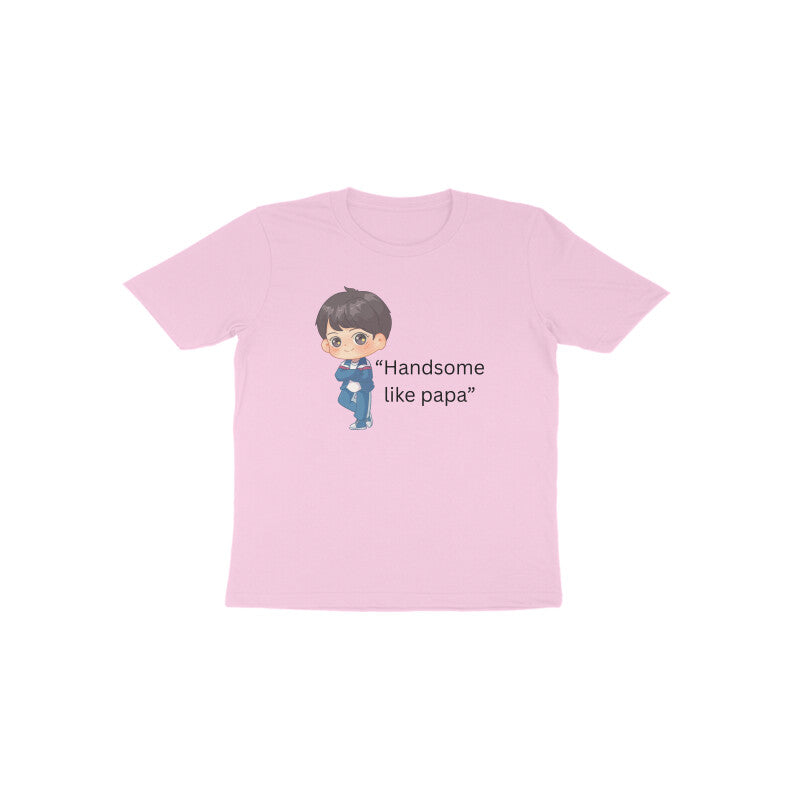 Pink Handsome Like Papa cute cartoon character kids t-shirt by Little Scribbles