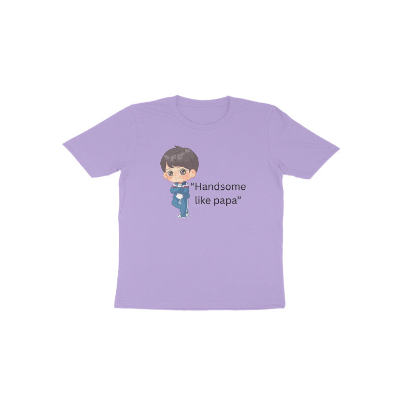 Purple Yellow Handsome Like Papa cute cartoon character kids t-shirt by Little Scribbles