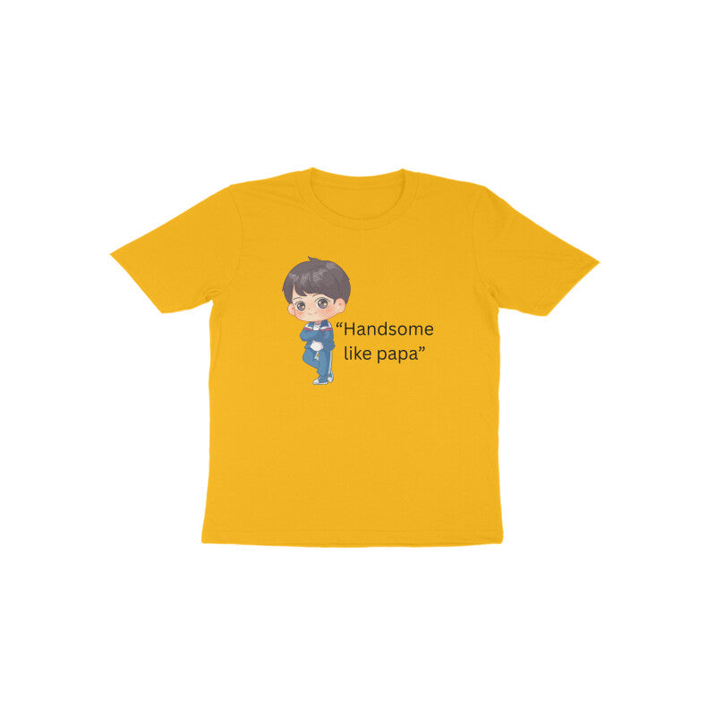 Yellow Handsome Like Papa cute cartoon character kids t-shirt by Little Scribbles