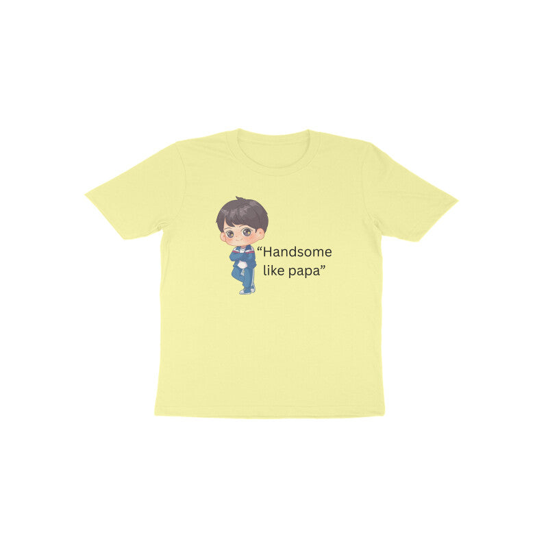 Yellow Handsome Like Papa cute cartoon character kids t-shirt by Little Scribbles