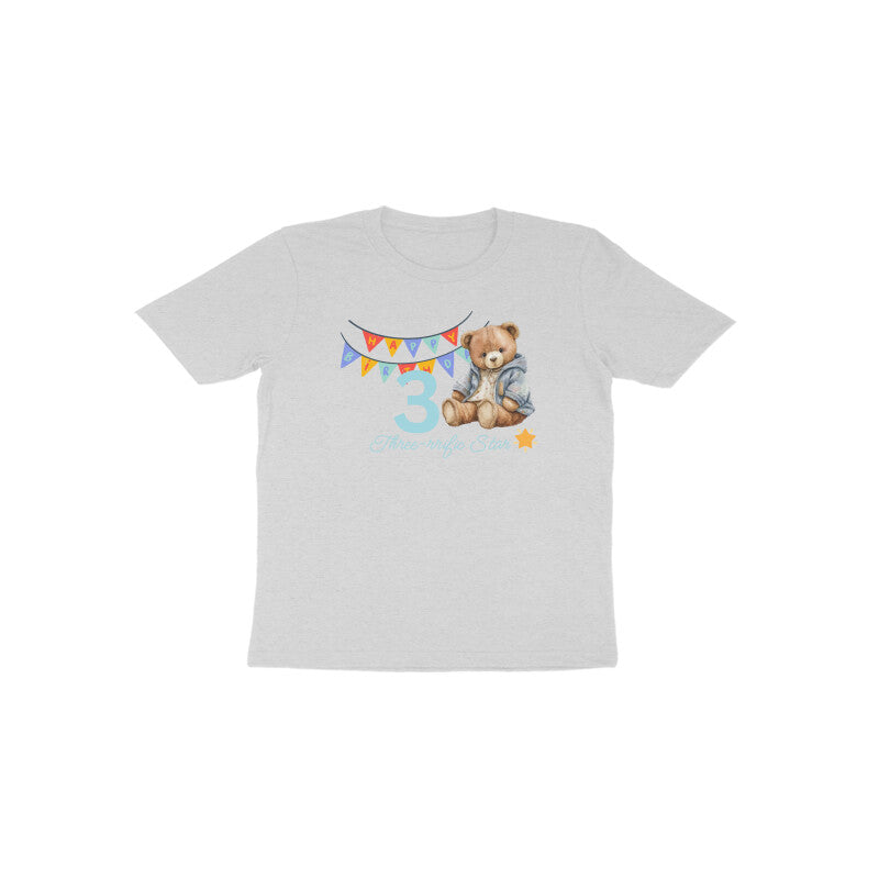 white 3rd birthday teddy bear graphic tee by Little Scribbles